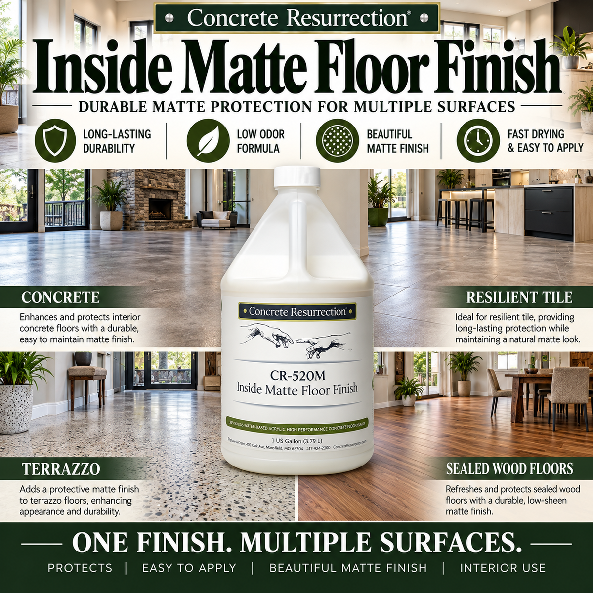 CR-520M Inside Matte Floor Finish - Interior Floor Protector