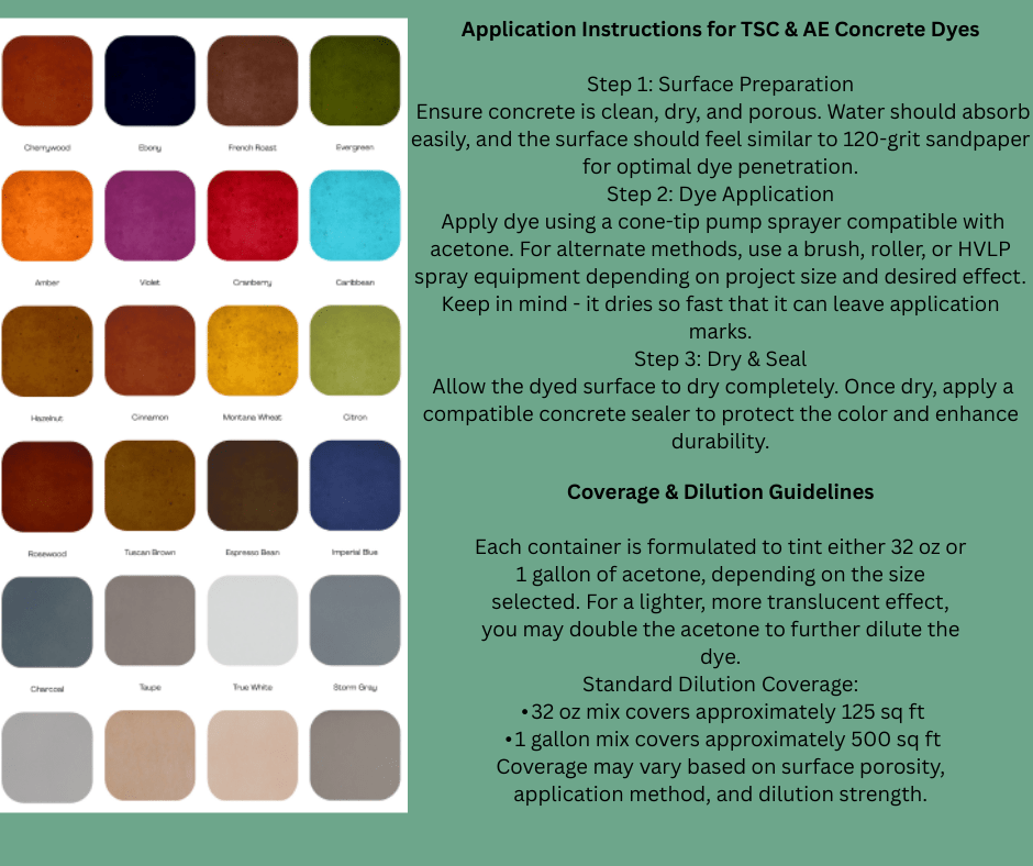 Ten Second Color Acetone Based Stain - Concrete Resurrection