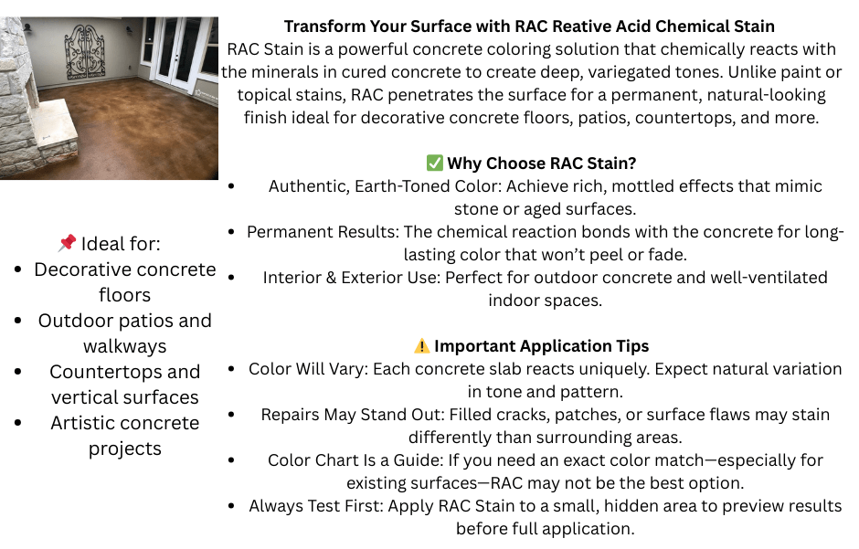 Reactive Acid Chemical (RAC) Concrete Stain - Concrete Resurrection