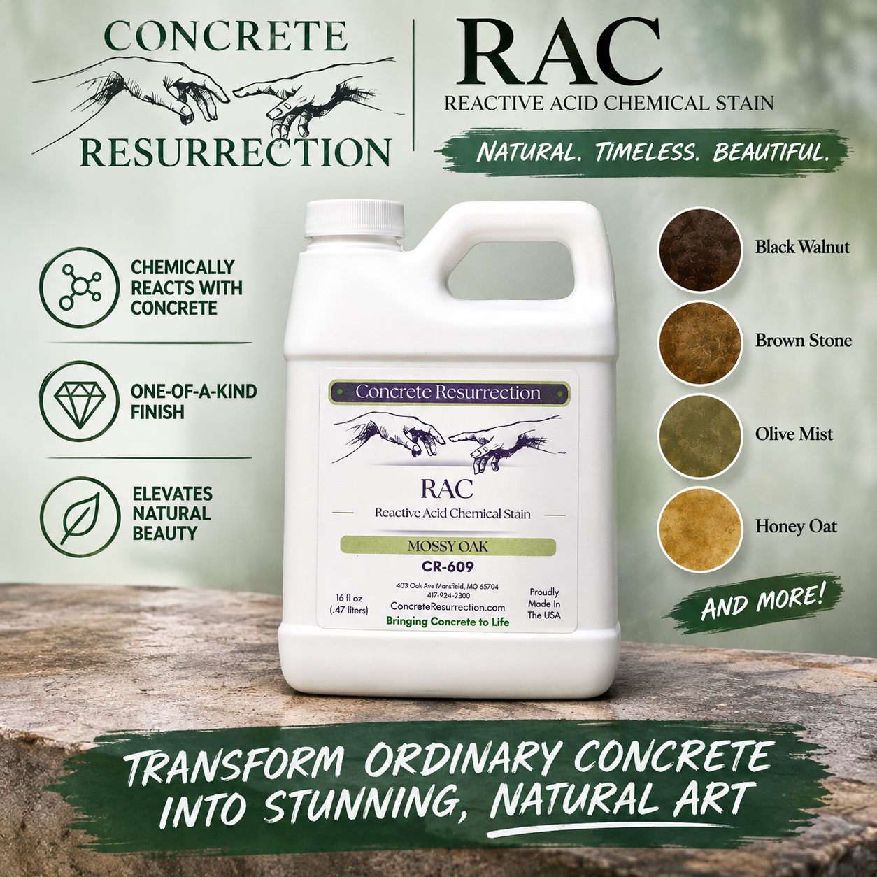 Reactive Acid Chemical (RAC) Concrete Stain