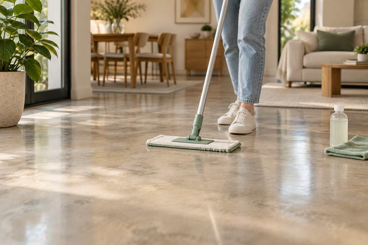Cleaning finished decorative concrete