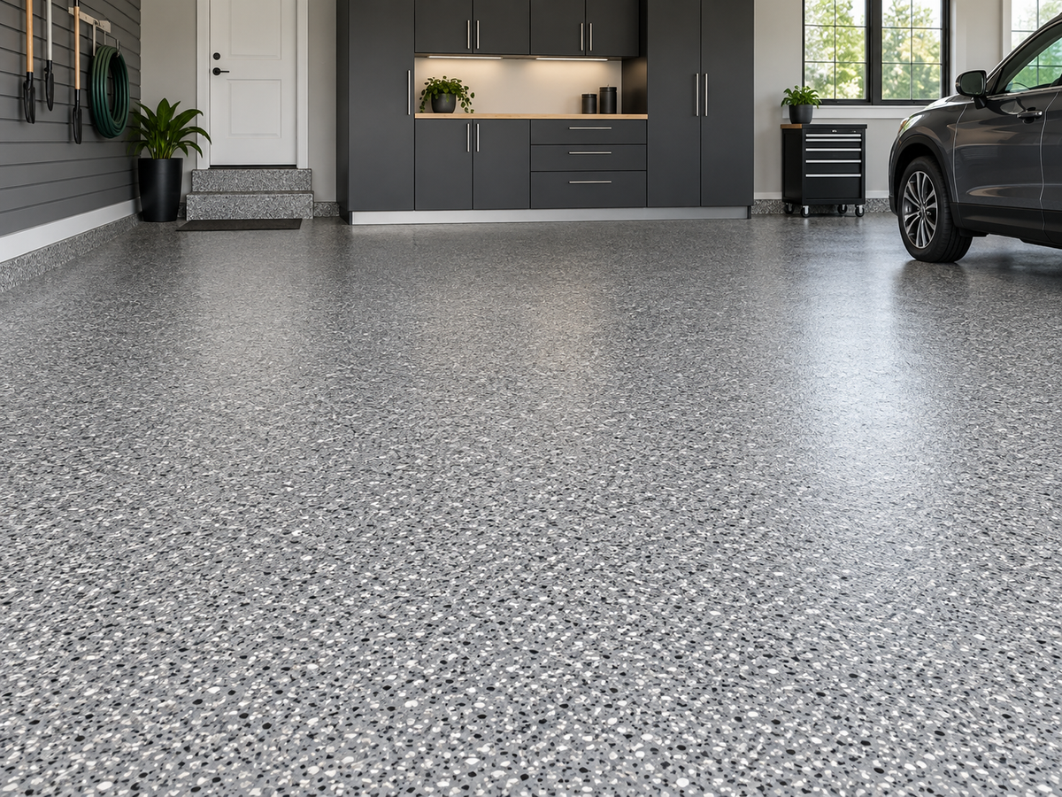 Decorative epoxy garage floor coating