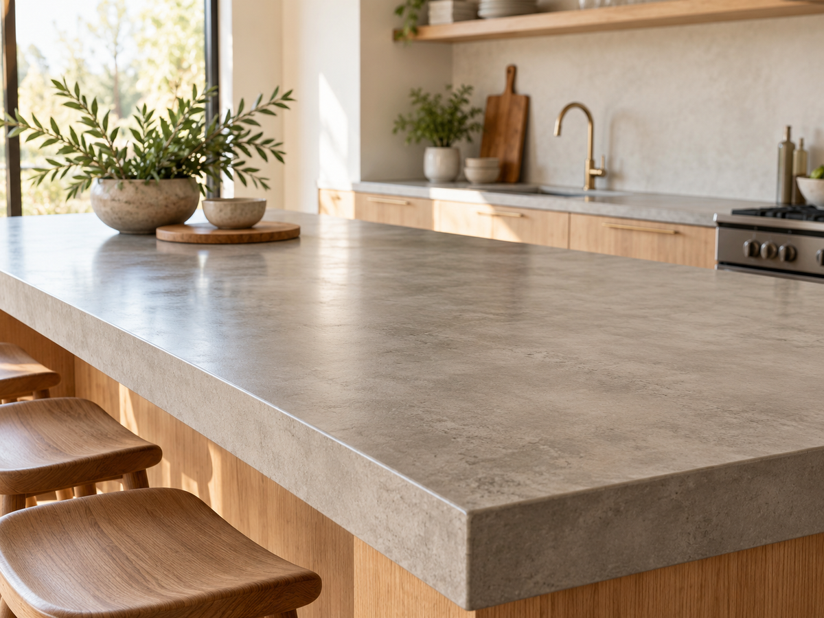 Protected decorative concrete countertop