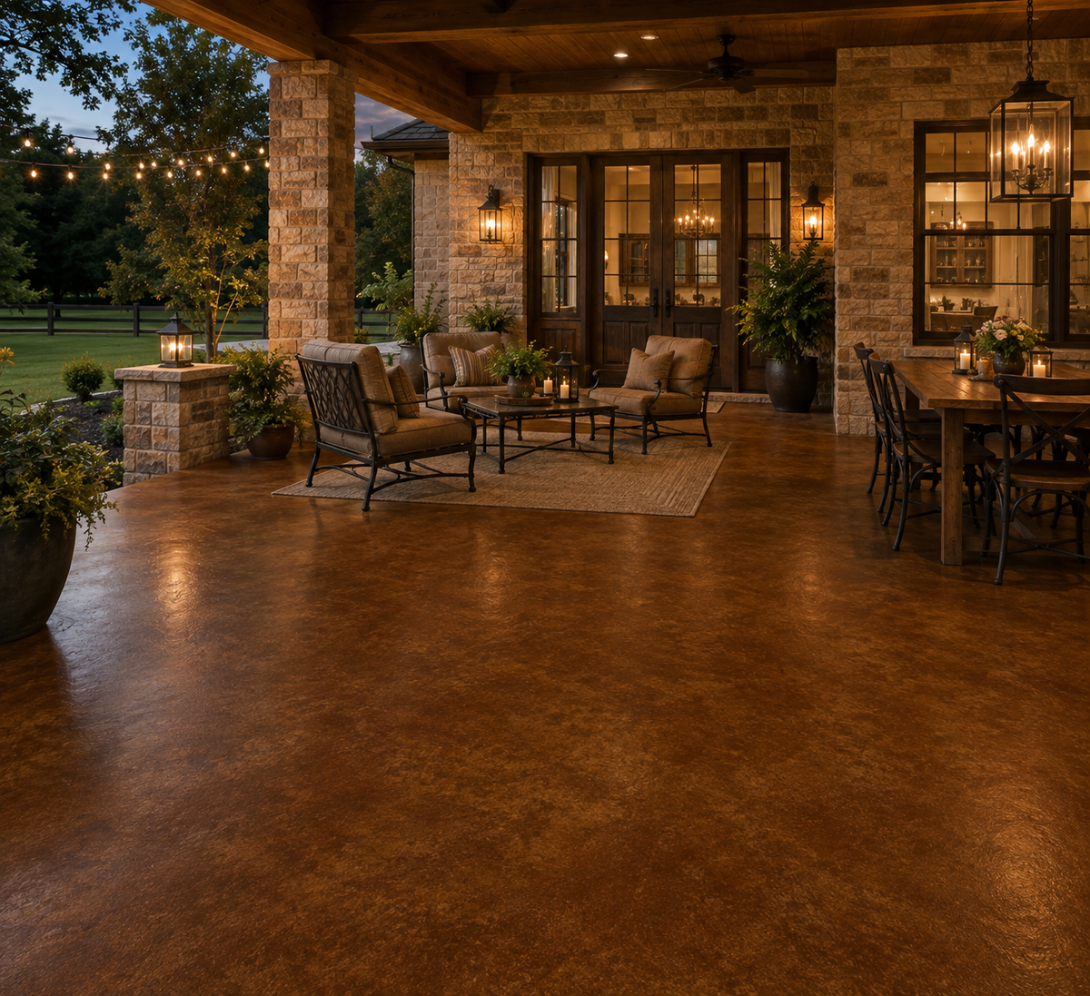 Brownstone RAC acid stained concrete