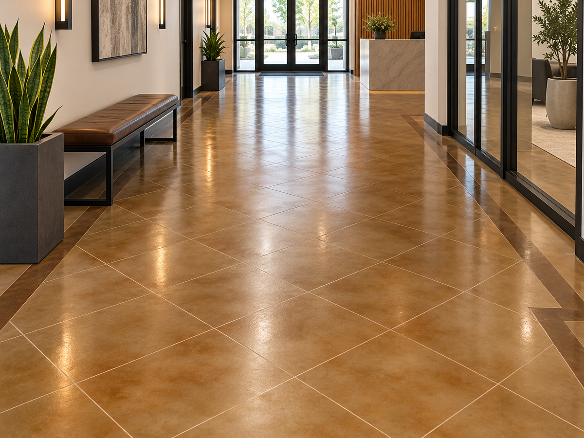 Golden Sand RAC stained concrete lobby