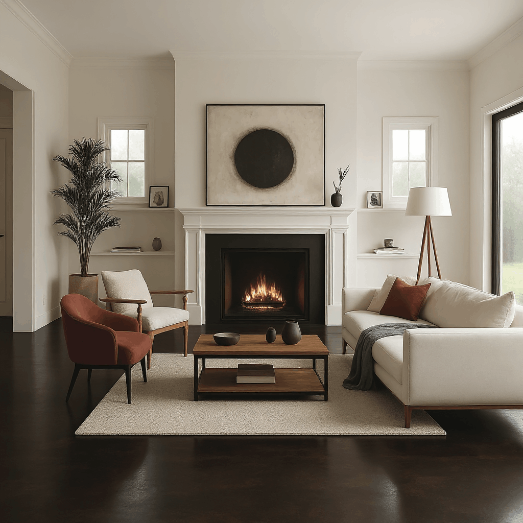 Weathered RAC stained concrete living room floor