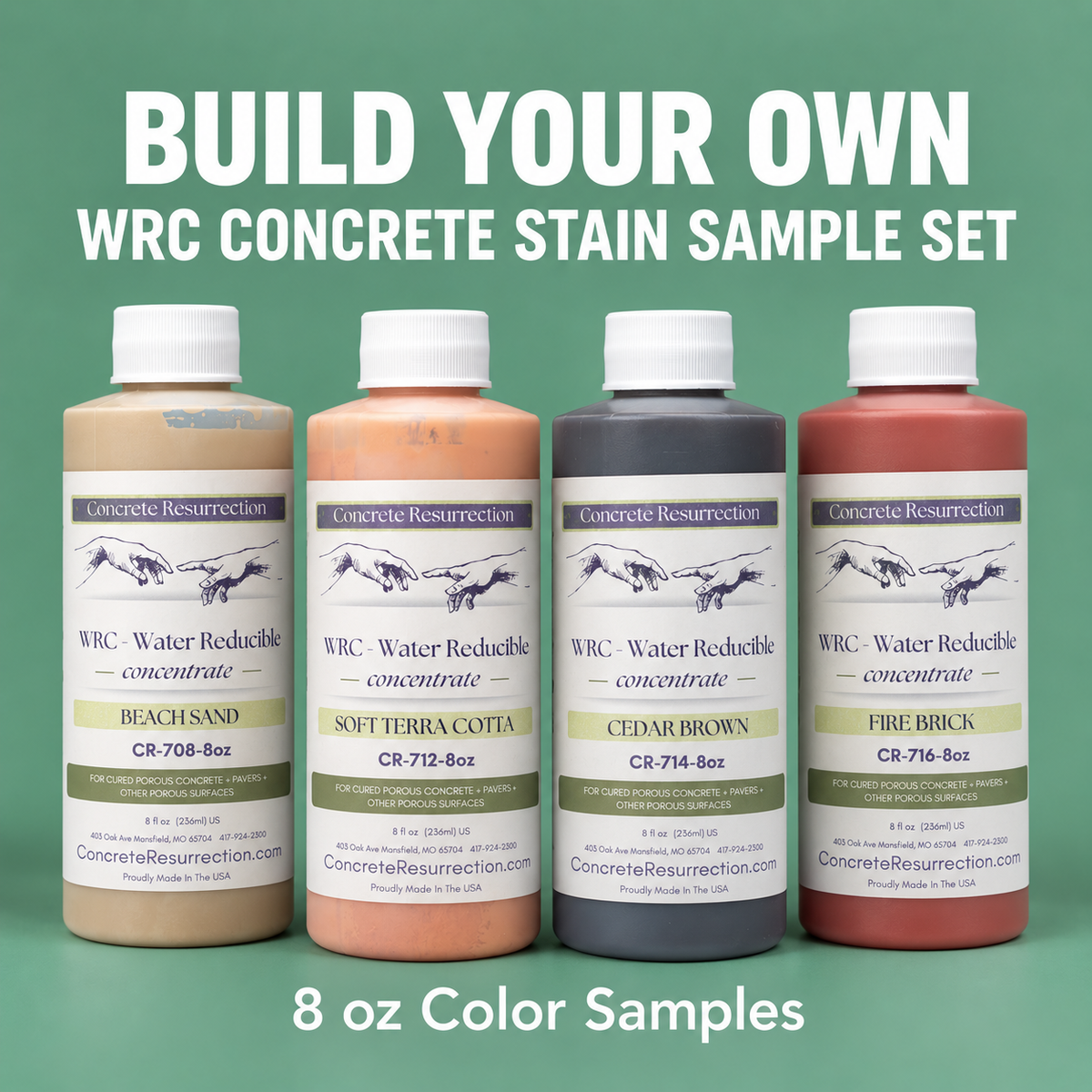Build Your Own WRC Concrete Stain Sample Set (8oz bottles)